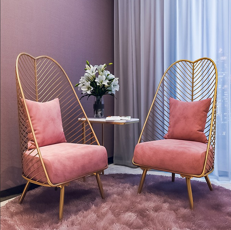 Canapé simple élégant au design unique, chaise de production, chaises de loisirs, couleur rose et verte, salon, café et magasin, 2021