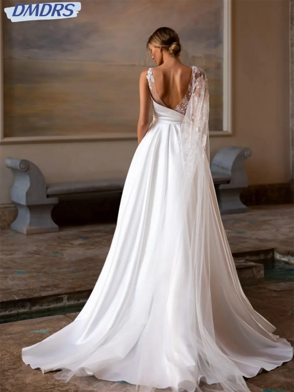 Sexy Boho Wedding Dress Vintage a-Line Lace Backless Bridal Gown Elegant Applique Strap Bridal Gowns Vestidos De Novia