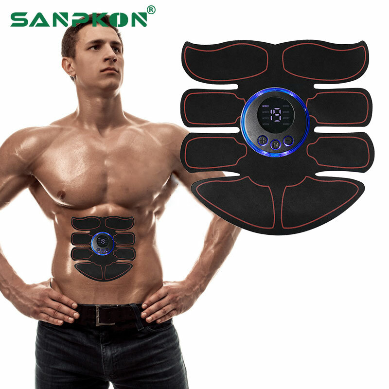 Electric EMS Muscle Stimulator Abdominal Trainer Rechargeable Body Massage Meridians Tool Abs Muscle Fitness Arm Leg Lose Weight