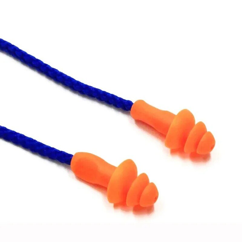 Silicone macio com fio protetor Ear Plug, proteção auditiva reutilizável, redução de ruído, trabalho seguro, tampões confortáveis, Earmuff, 10pcs