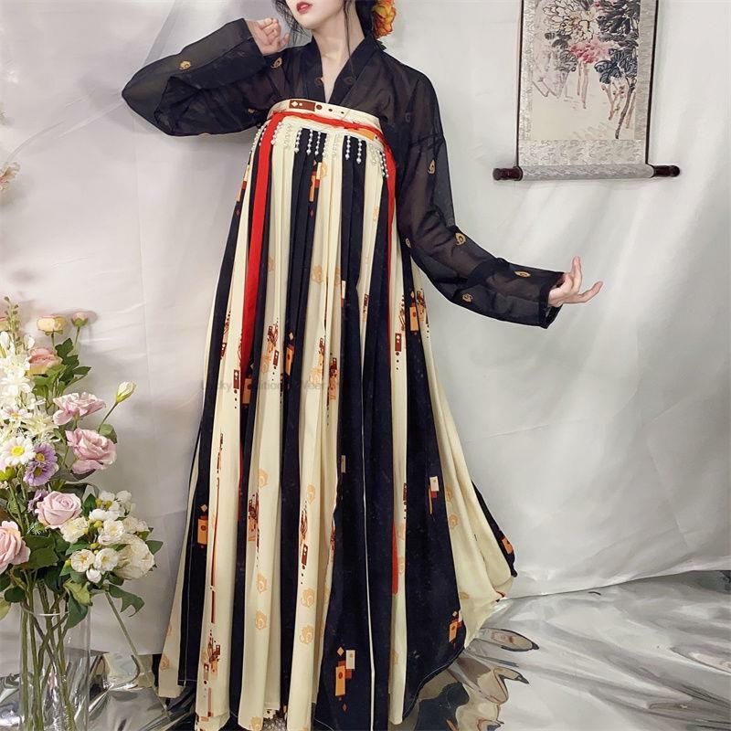 Trung Quốc Phong Cách Retro Nữ Hanfu Đầm Bộ Cổ Trang Phục Cổ Đại Công Chúa Quần Áo Truyền Thống Cổ Áo Cải Tiến Hanfu Bộ P1