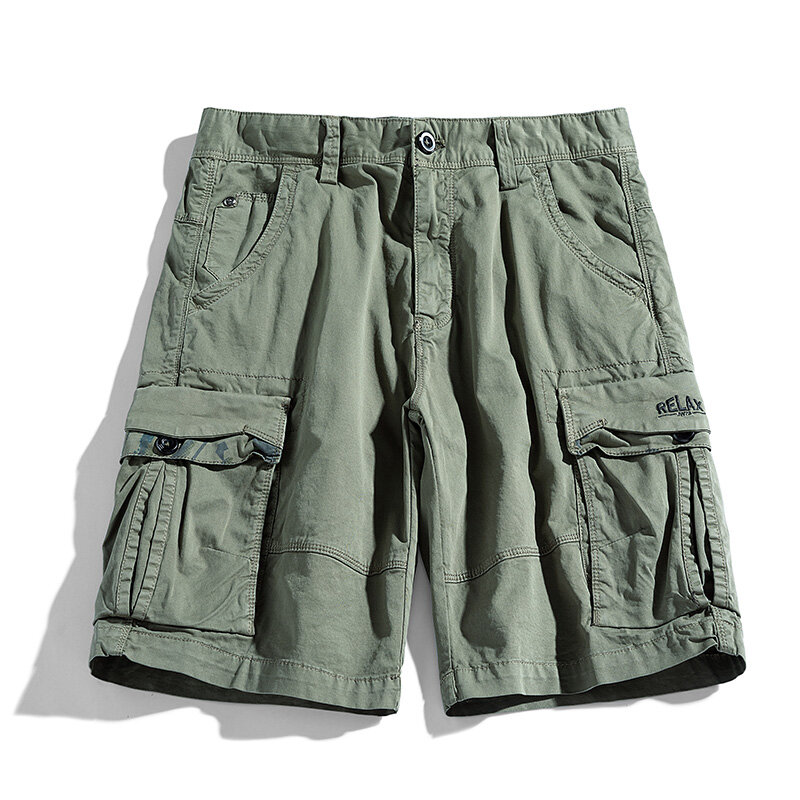 2023 Summer Men Cargo Solid Multi Pocket Shorts Men Casual Cotton Beach Shorts Mens Spring Pants Jogger Shorts Male Dropshipping