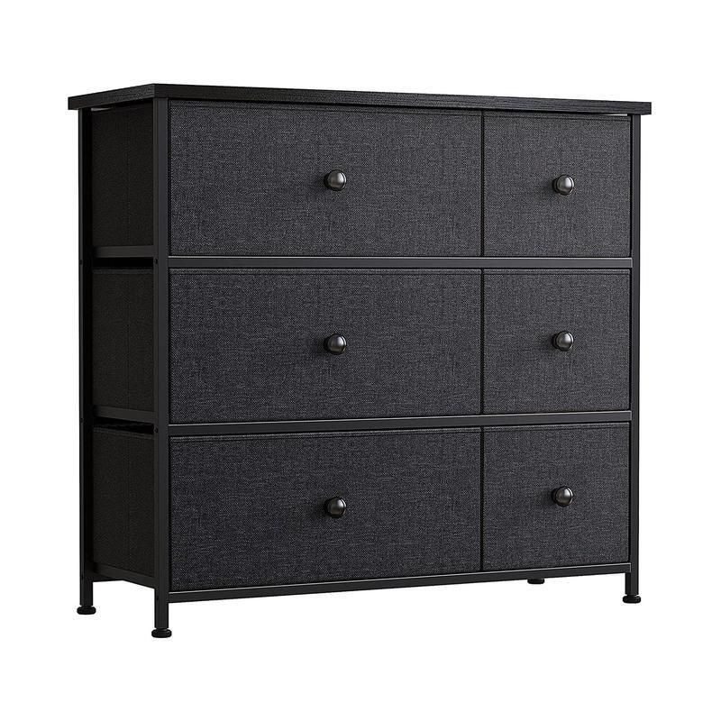 Шкаф-органайзер REAHOME со стальной рамой и 6 ящиками для хранения в спальне, черный, серый
