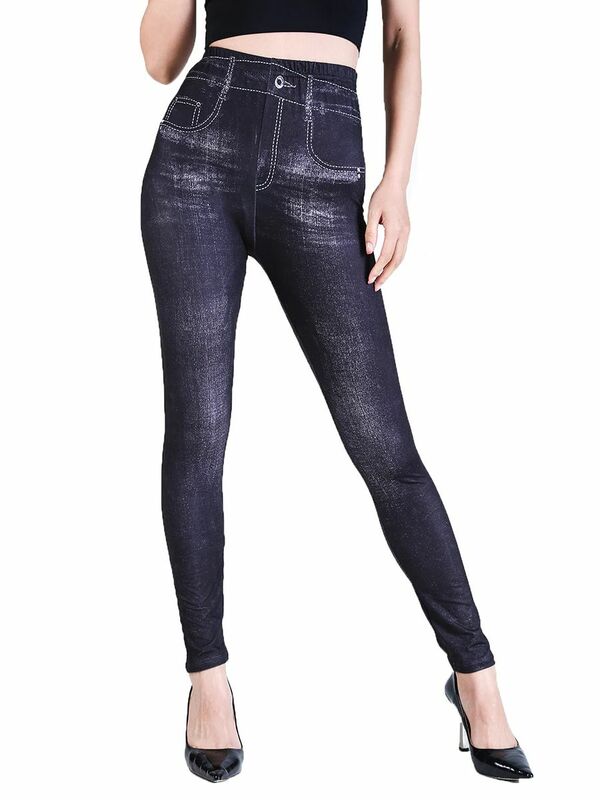 YRRETY модные матовые поддельные джинсовые сексуальные женские мягкие эластичные плотные бесшовные минималистичные брюки-карандаш