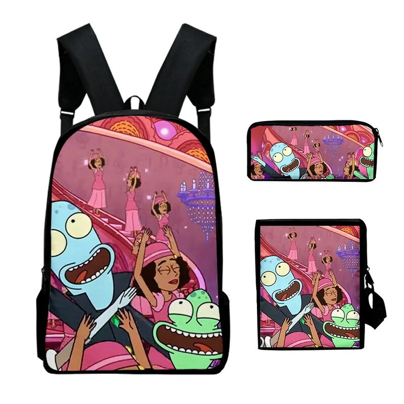 Popular Hip Hop Anime Solar 3D Print 3pcs/Set pupil School Bags Laptop Daypack Backpack Inclined shoulder bag Pencil Case