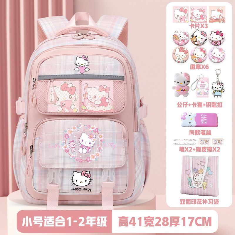Sanrio-mochila escolar de gran capacidad para niños, mochila de Hello Kitty para estudiantes, nueva