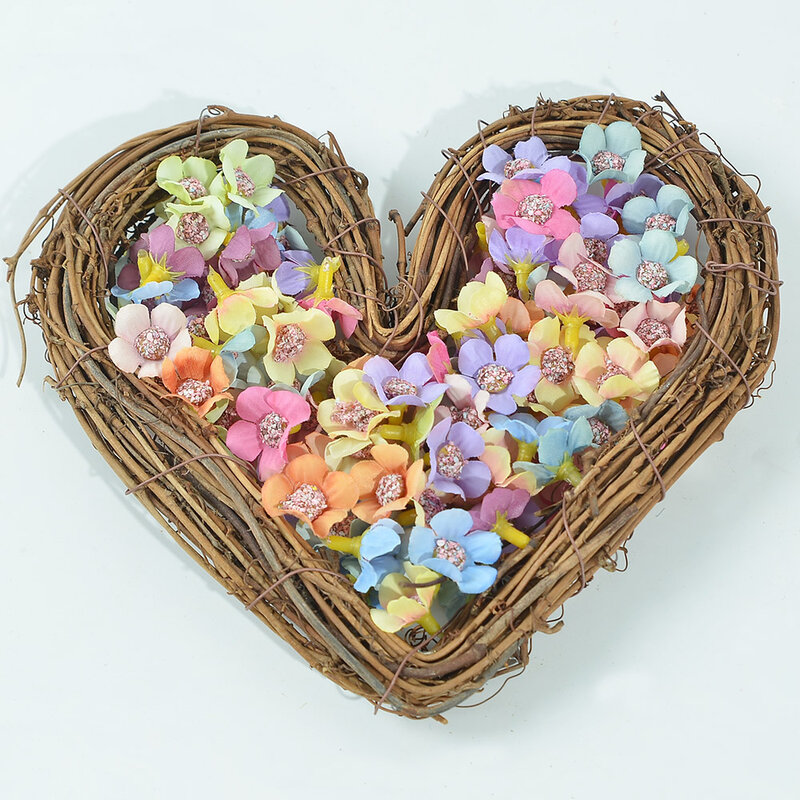 Mini fleurs artificielles multicolores en soie, 2 cm, 50 têtes, pour couronne, guirlande décorative pour mariage, artisanat fait à la main pour bricolage et Scrapbooking