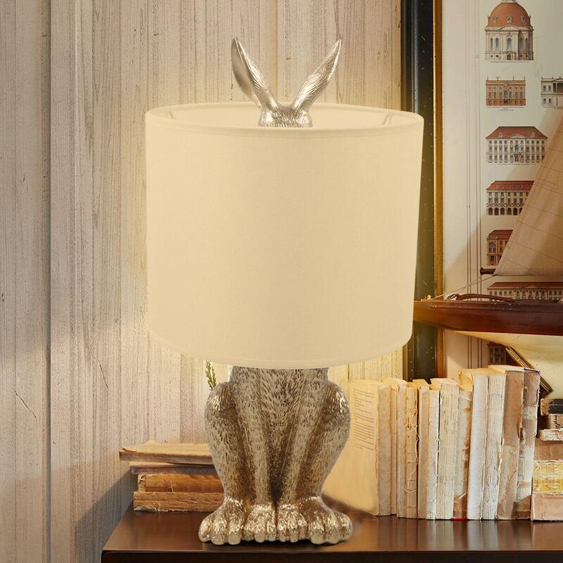 Modern Golden Rabbit Table Lamp, Desk Light, Escritório e Quarto