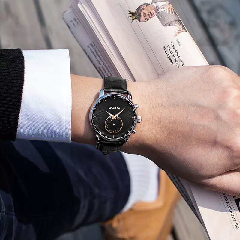 Новые деловые Кварцевые спортивные часы wokai, повседневные мужские часы с ремешком, мужские часы