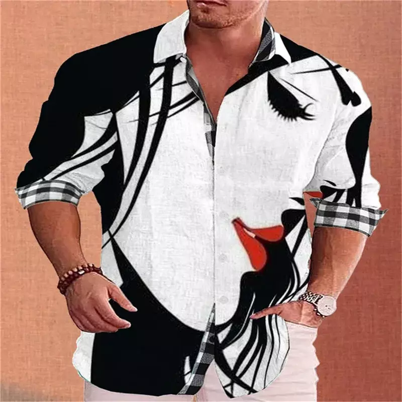 Shirt Tops Men's Magic Circus Graphics Casual Fashion Party Premium Soft Material Spring Summer Lapel T-Shirt Plus Size