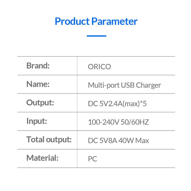 ORICO-Base de carga USB multipuerto para iPhone, Samsung, Xiaomi, Huawei, estación de carga de escritorio para el hogar y la Oficina