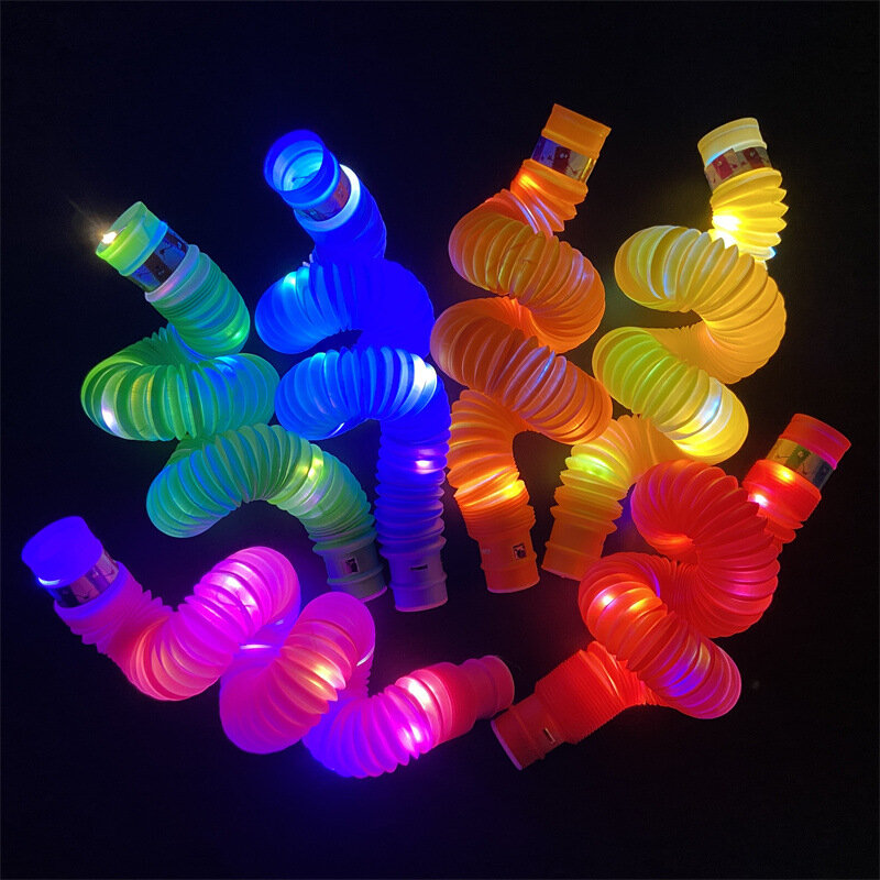 การบีบอัด Led Light-Emitting Venting Telescopic Tube DIY ส่องสว่างที่มีสีสัน Sensory หลอดของเล่นใช้สำหรับตกแต่ง