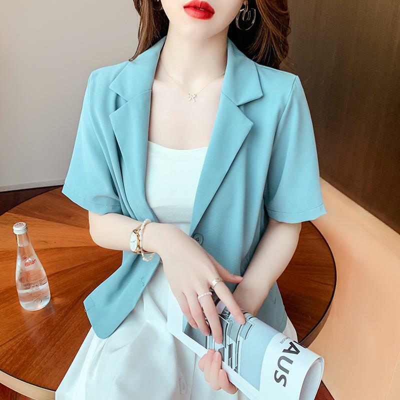 Женская одежда, модный костюм, куртка с коротким рукавом, лето 2023, тонкий стильный темпераментный Ретро корейский Повседневный Кардиган, модный тренд