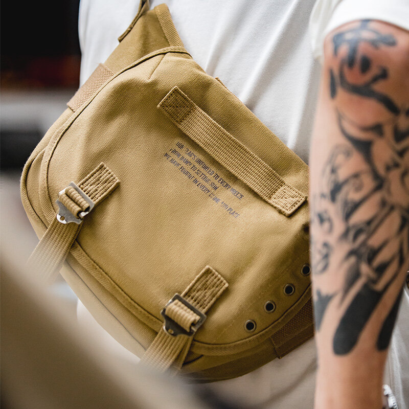 Maden อเมริกันวินเทจ M1961ตัวอักษรผ้าใบกระเป๋าสะพายพาดลำตัวสำหรับผู้ชายดีไซเนอร์ Tali bahu กระเป๋ากระเป๋าหิ้วเอว Essential