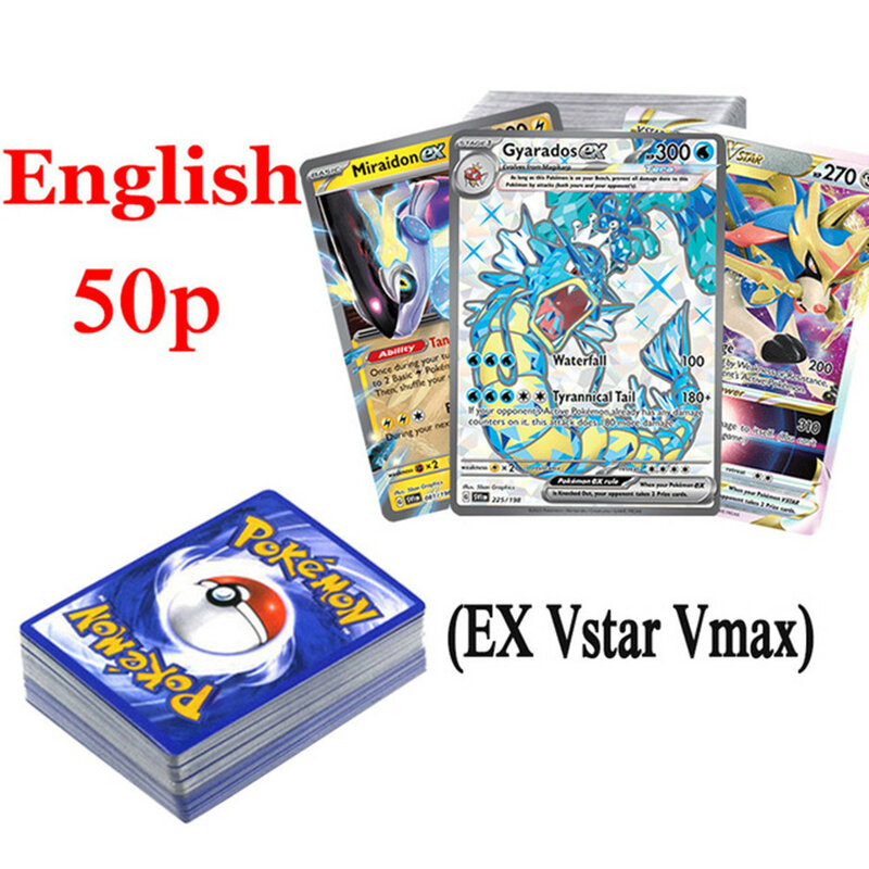 50Pcs Pokemons Card Shining TAKARA TOMY GX VMAX V MAX การ์ดเกม Battle Carte Trading ของเล่นเด็ก