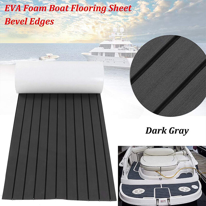 2400x550x5mm EVA Espuma Faux Teak Barco Decking Mat Brown Deck Folha Yacht Flooring Anti Skid Mat Auto-adesivo Veículo Pad