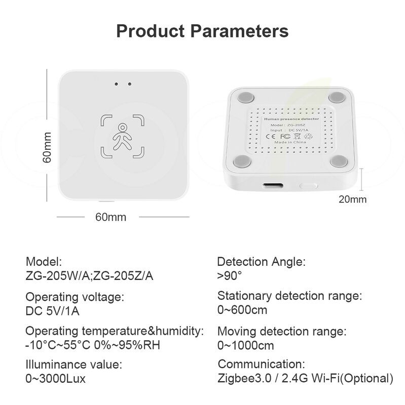 Tuya wifi/zigbee menschliche Präsenz Detektor Smart menschlichen Körper Pir Sensor mmwave Radar Mikrowelle Bewegungs sensor Intensität erkennen dc5v