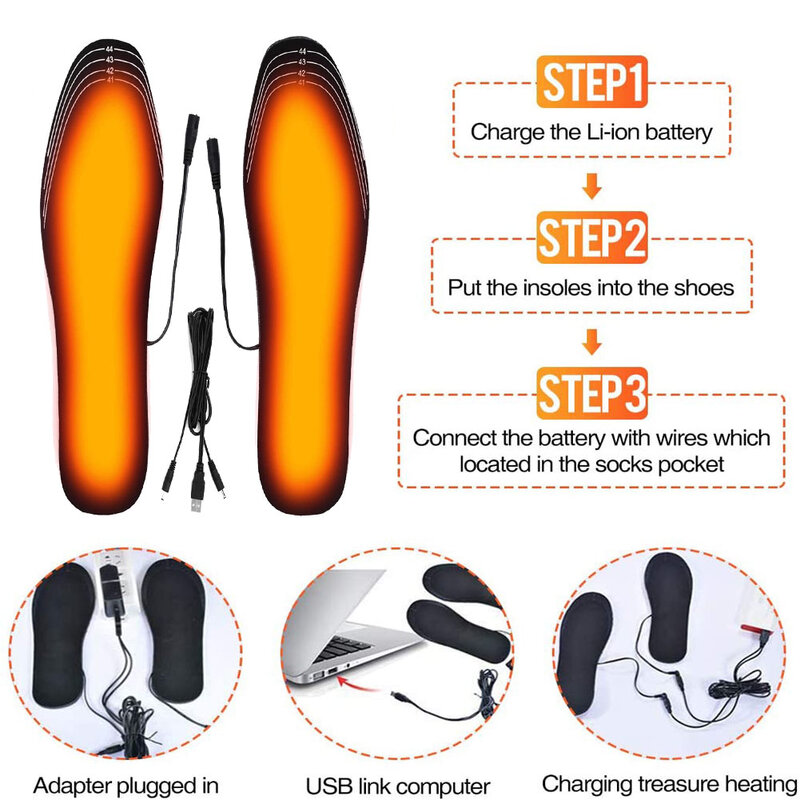 Podgrzewane wkładki do butów przez USB, elektryczne podgrzewane wkładki do stóp, zimowe wkładki do sportów na świeżym powietrzu