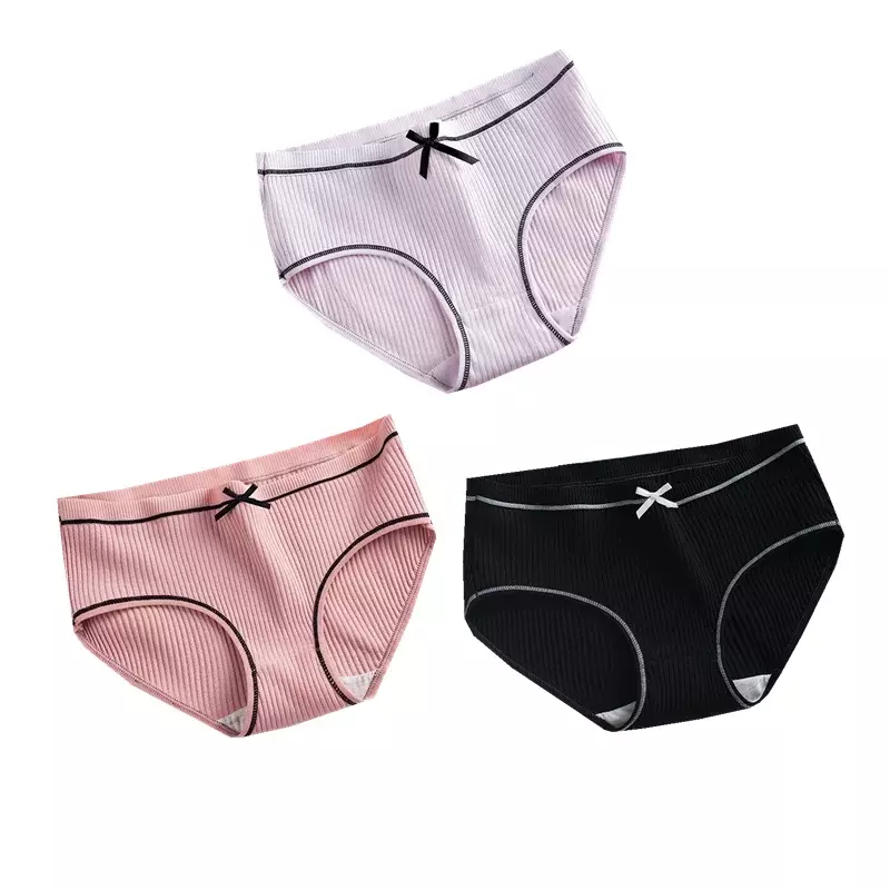 3Pcs/Lot Cotton Underwear Cute Knot Soft Breathable Briefs Young Girl Panties Solid Children Clothes