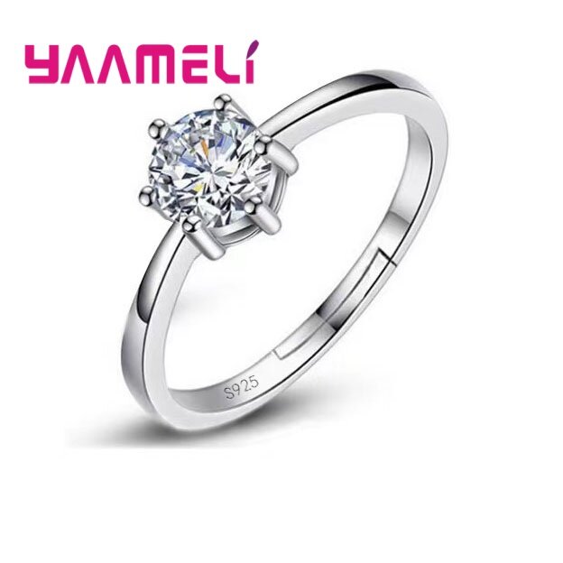 Fine Wedding Rings for Men Women Gift S925 Sterling Silver Austrian Crystal Engagement Proposal Ring Jewelry Bague Femme