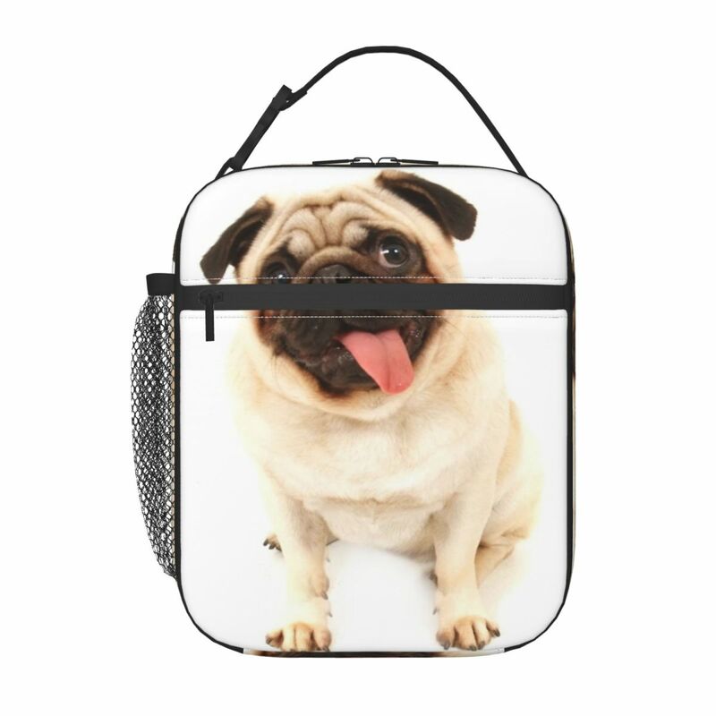 Bolsa de almuerzo con aislamiento de perro Pug, paño Oxford personalizado, regalo de cumpleaños de oficina