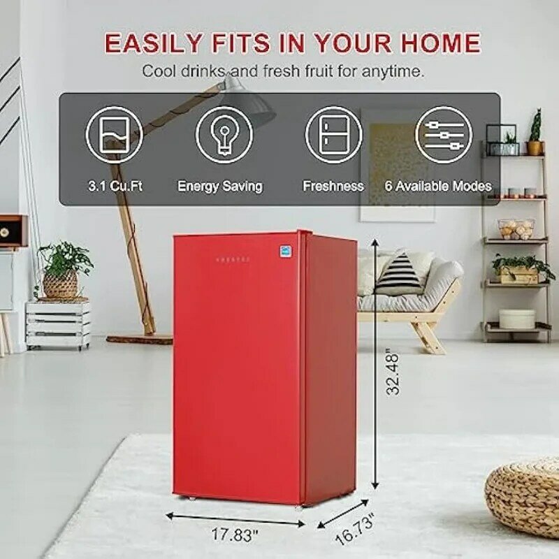 Mini refrigerador compacto con congelador, 3,1 CU', rojo (FR 310 rojo)