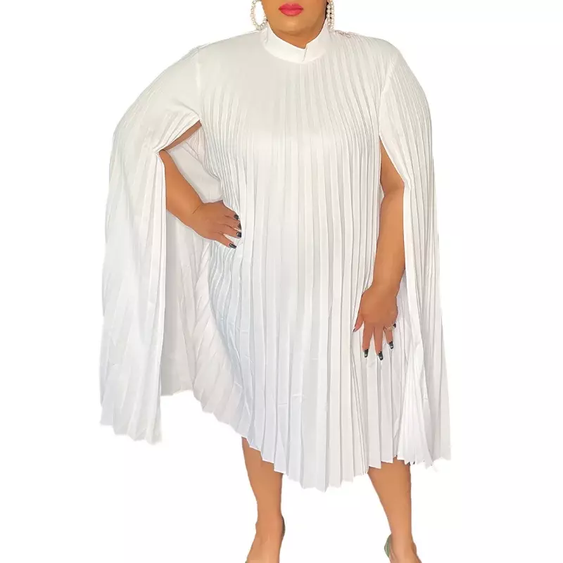 Vestido corto de gasa plisado para mujer, prenda elegante y holgada, Sexy, talla grande, envío directo, Verano