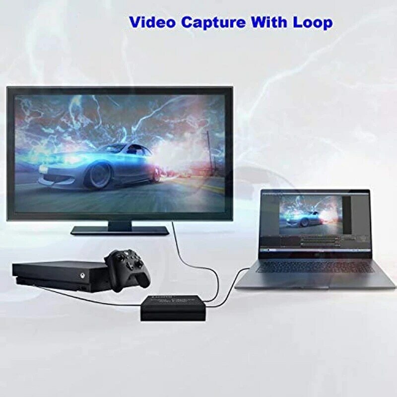 Cartão de captura de jogos com Loop Out, HDMI para USB 2.0, Video Audio Grabber, Box para Windows 7, 8, 10, PC, Live, OBS, 720P, 1080P, 30Hz