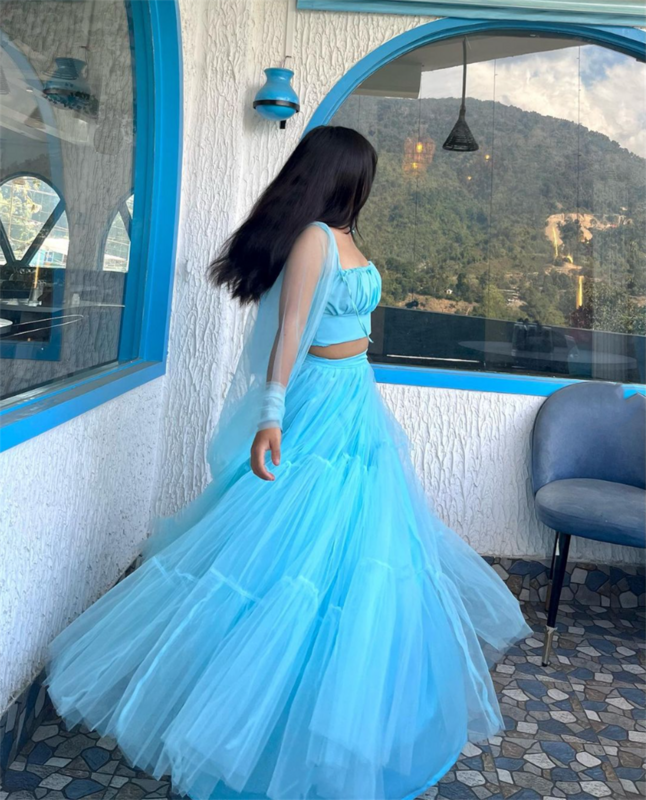 Jessica Sky Blue Tulle Prom Dresses a-line Princess Graduate abiti da sera abiti da festa di nozze formali Robes De soire2024
