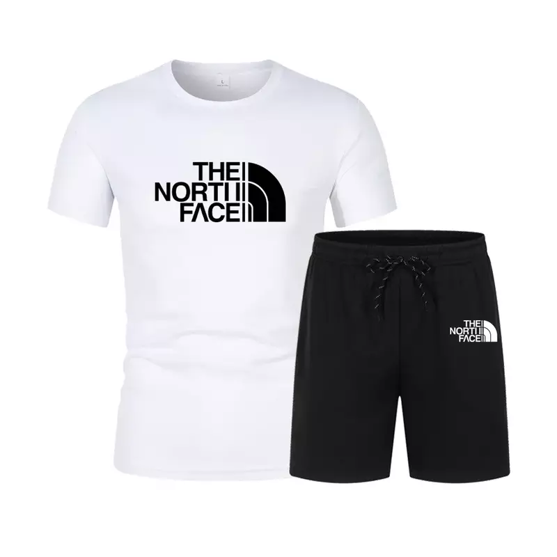 Костюм мужской спортивный с принтом, модная футболка с коротким рукавом и шорты, костюм для бега, лето 2024