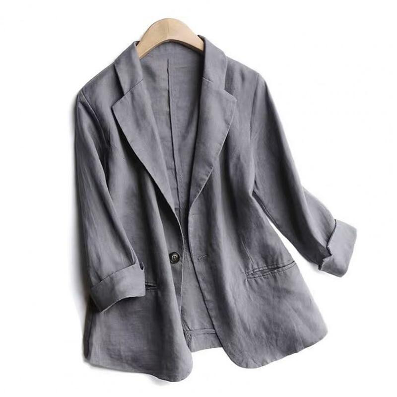 Terno feminino cor sólida moda 2022 blazer mulher jaqueta turn-down colarinho mangas compridas bolsos formal senhora blazer roupas femininas