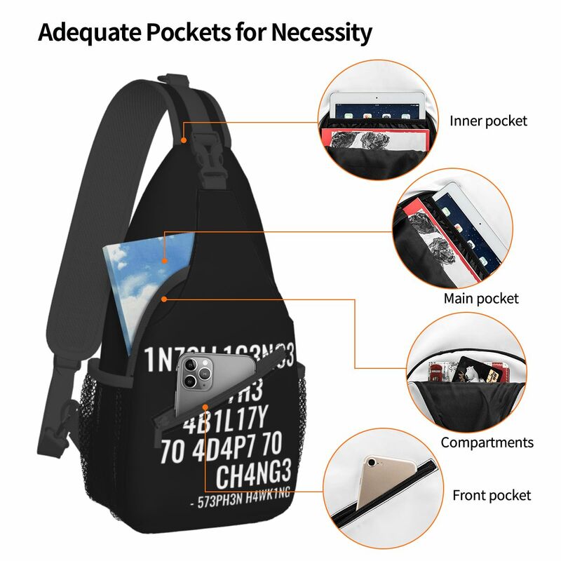 Intelligence Crossbody Sling Bag Chest Bag Intelligence is The Ability to Adapt to Change Shoulder Backpack Daypack Bookbag