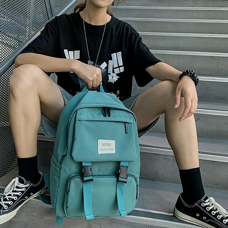 Rucksack für Frauen einfarbige Schult asche für Teenager-Mädchen Schulter Reisetasche Multi Pocket Nylon Rucksack