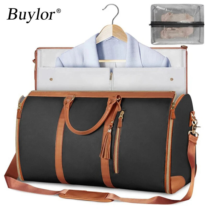 Buylor-Mala dobrável para mulheres, bolsa de grande capacidade, mochila de viagem, sacolas impermeáveis, sacos de fitness ao ar livre