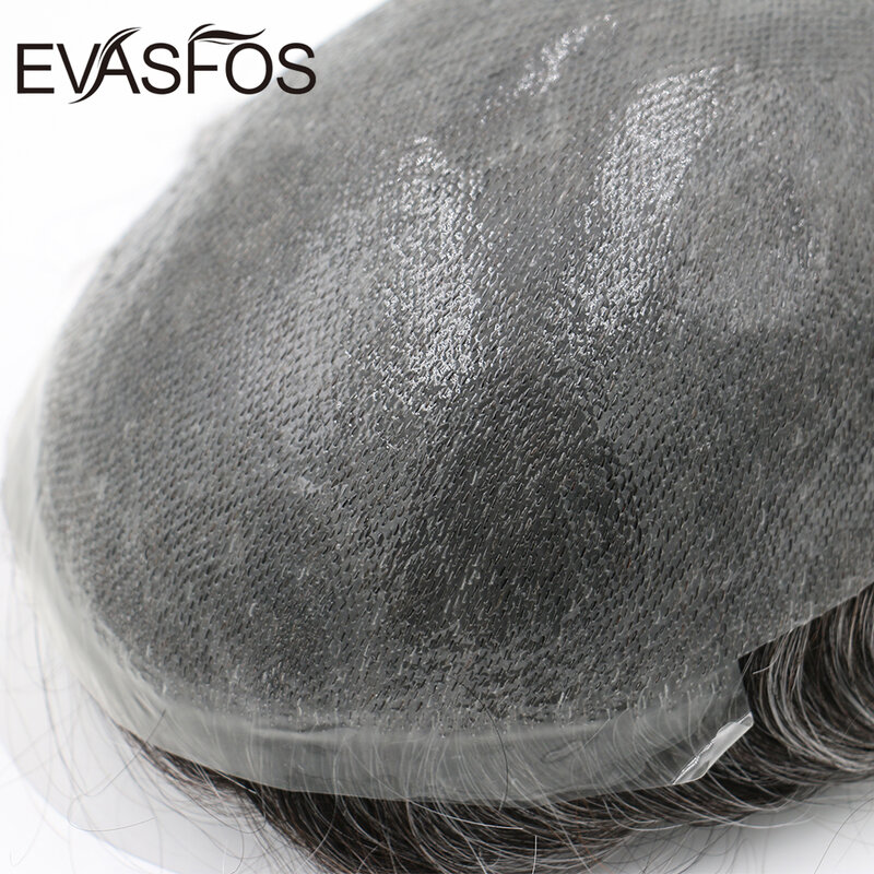 Piel fina transparente PU Base Sistema de cabello Natural Invisible frontal 0,06-0,08mm espesor tupé reemplazo de cabello para hombres