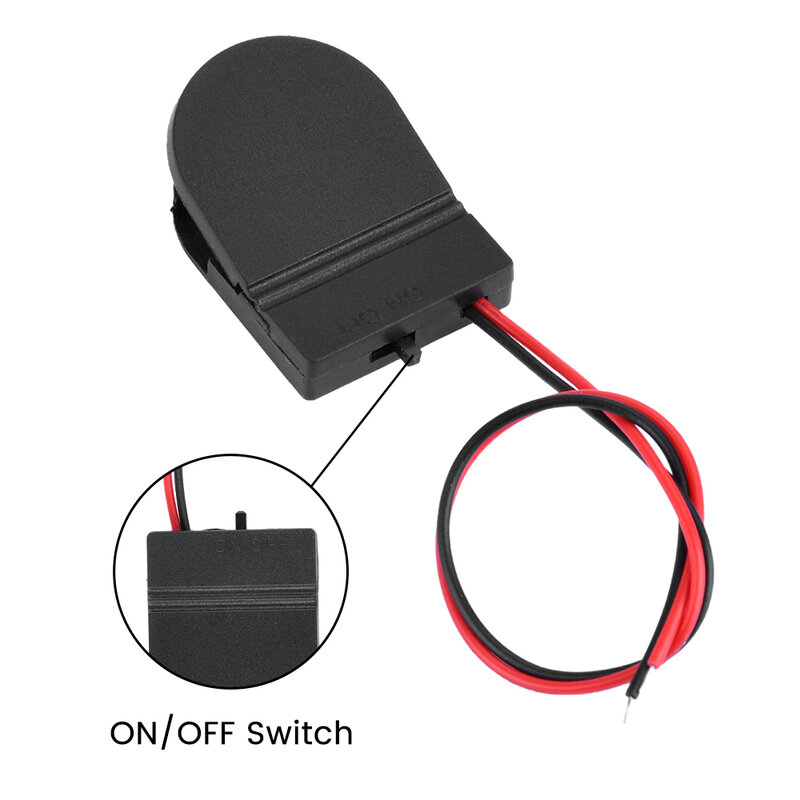 CR2032 Shell de Bateria com On Off Switch, Botão Cell Case, Lead Wire, Caixa de Bateria 3V, Slot único