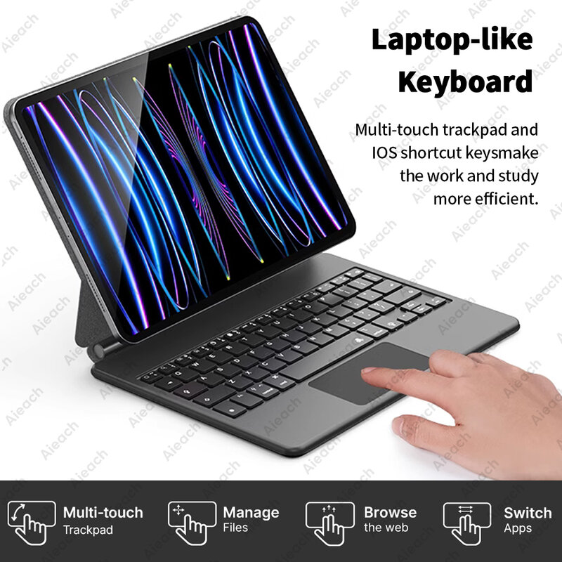 AIEACH-teclado mágico para iPad, inalámbrico por Bluetooth, con retroiluminación, coreano, español, para iPad Pro 11, Air 4, 5, décima generación