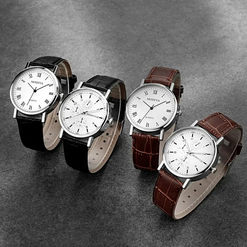 Sleek Men Watch Stylish Men's Chronograph Watches with Quartz Movement Leather Strap Gift for Boyfriend or Father Casual Analog