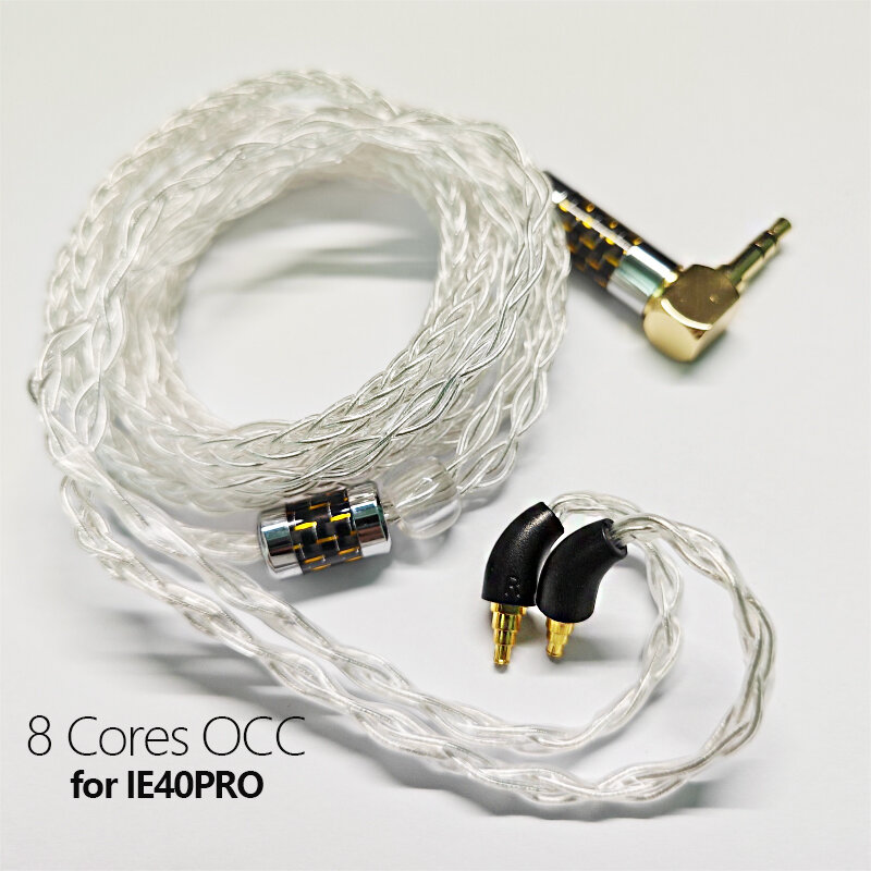 IE40pro IE40 케이블 OCC 8 코어 이어폰, 실버 도금 업그레이드, 4.4mm 밸런스 2.5 3.5mm, 마이크 포함