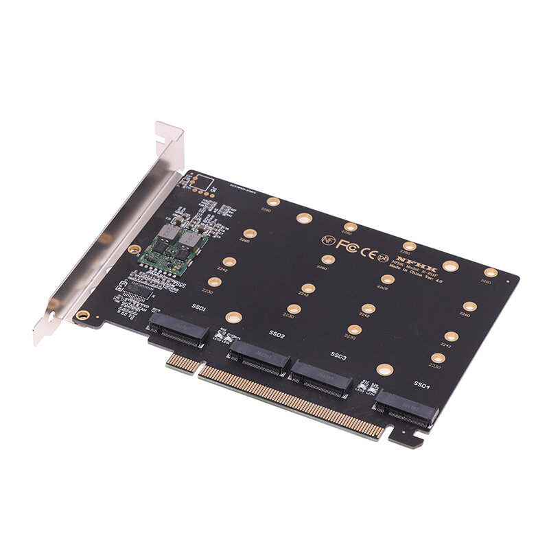 1 Set 4 Port M.2 NVMe SSD Ke PCIE X16M Key Hard Drive Converter Reader Expansion Card, 4X32Gbps Kecepatan Transfer (PH44)