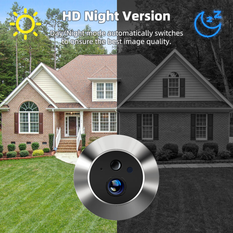 Inteligente 3MP mini câmera digital olho mágico sem fio wi fi infravermelho IR pir detecção de movimento visualizador digital campainha icam365 app