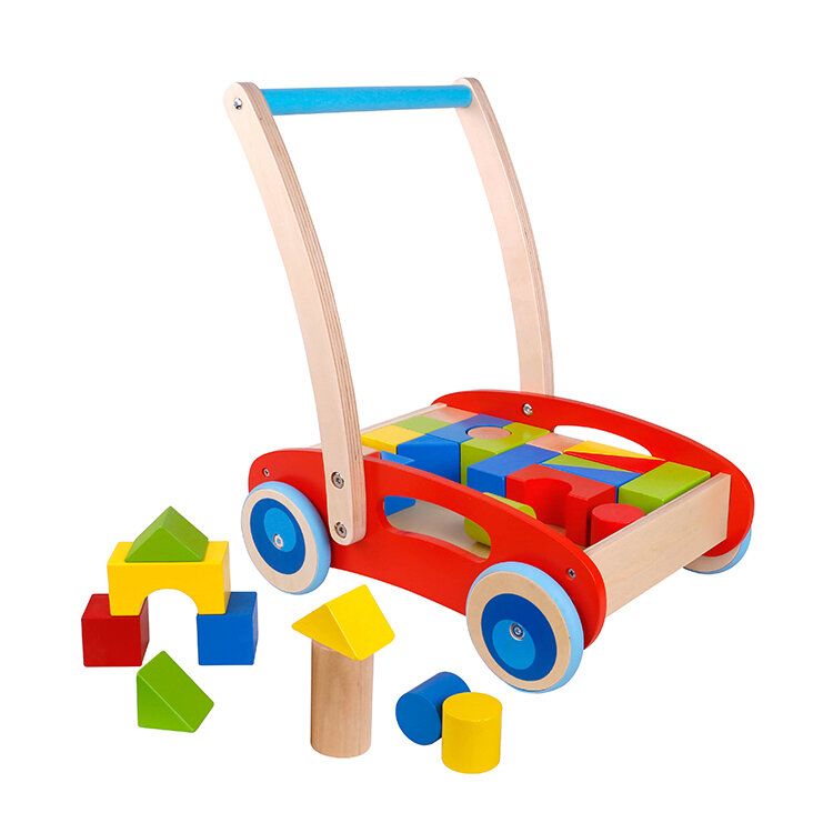 Bloques de construcción de madera para bebé, andador, juguetes educativos para niños, 2022