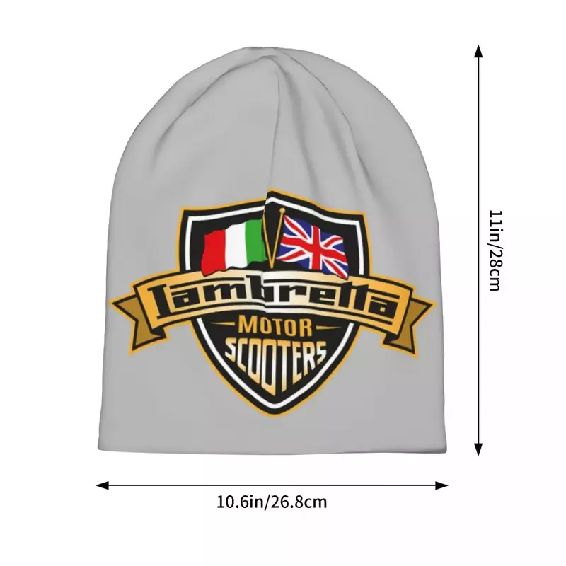Lambretta Motor Scooters With Union Jack And Italian Flags Warm Knitted Cap Fashion Bonnet Hat Beanies Hats for Unisex Adult
