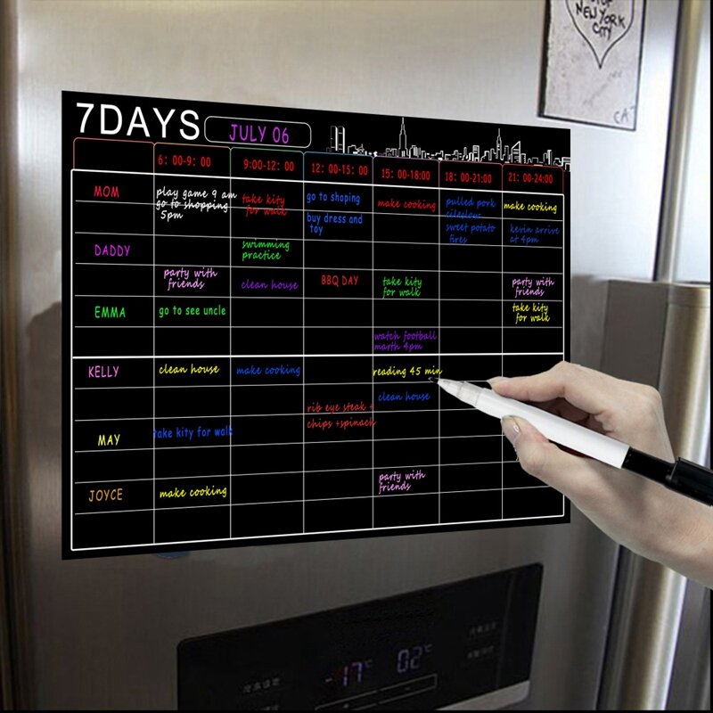 Magnetic Dry Apagar Calendário Set, planejador semanal, quadro branco, organizador A3, geladeira, geladeira, cozinha, Ho, 16x2 Polegada