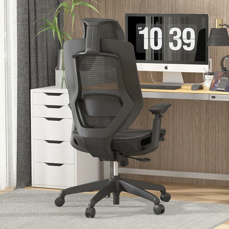 เก้าอี้สำนักงานขนาดใหญ่และสูงแบบยืดหยุ่นได้500LBS OC6ที่วางแขน3D เก้าอี้ตาข่ายสำนักงานบ้านตามหลักสรีรศาสตร์