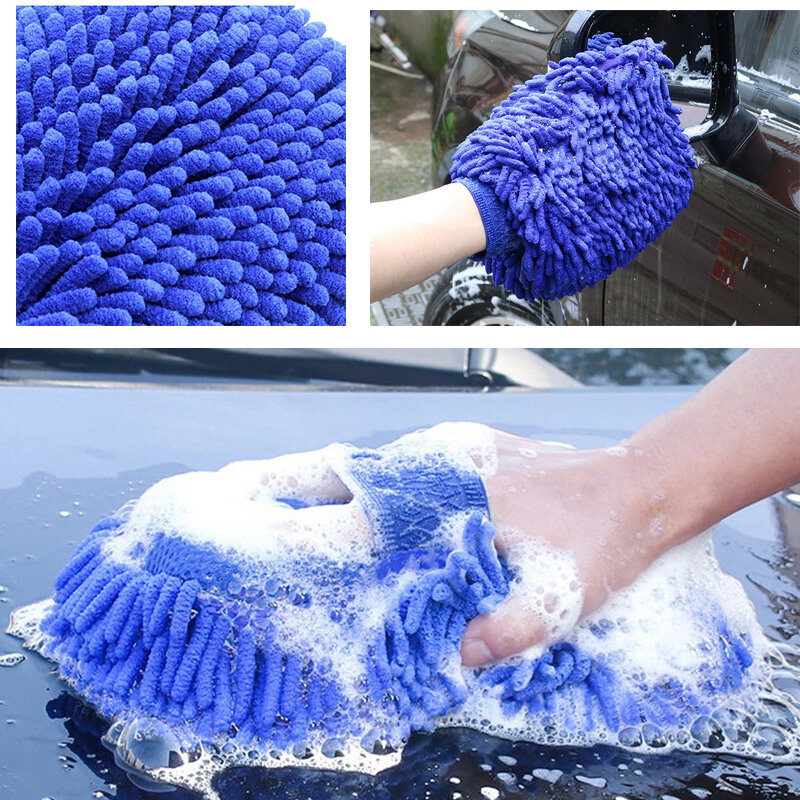 Перчатки для мытья автомобиля из синели, салфетка из микрофибры, губка для автомобиля без царапин, мойка автомобиля, очистка кораллового бархата, двусторонний инструмент для мытья автомобиля