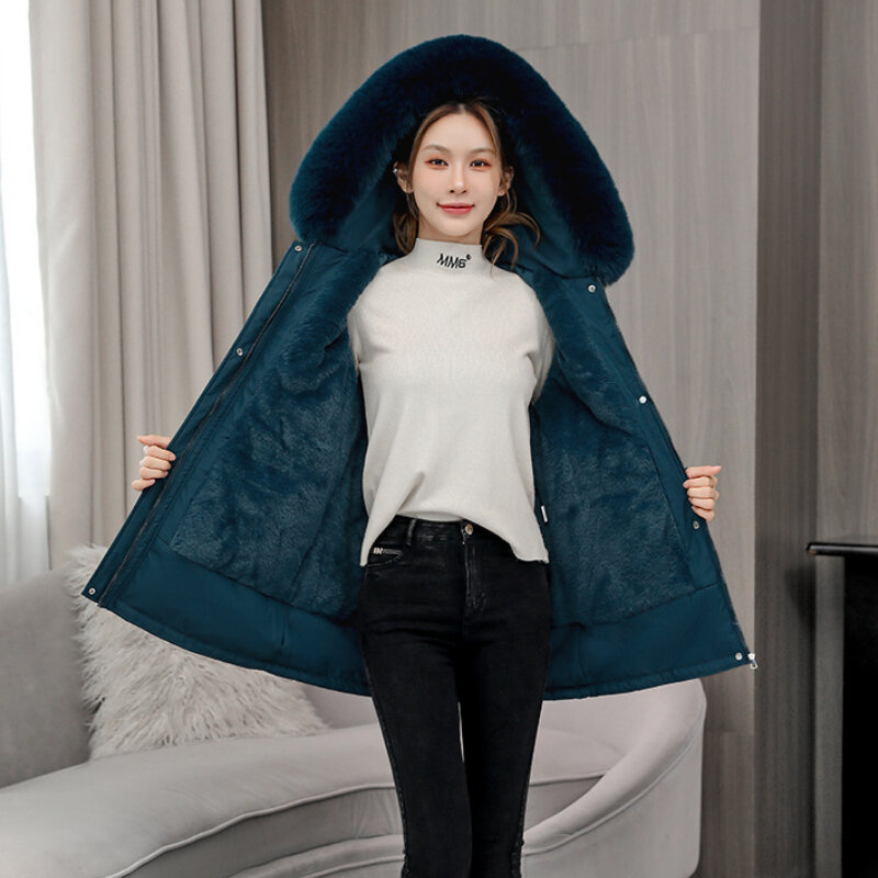 Winter Fleece Jas Vrouwen Dikke Winddichte Jas Varsity Vintage Bomber Warm Parka Koreaanse Lange Mouw Capuchon Streetwear