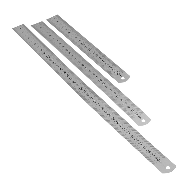 Metal Scale Stainless Steel Ruler Metal Ruler for Engineering School Office Drawing Hand Tool Office Supplies20cm/30cm/40cm