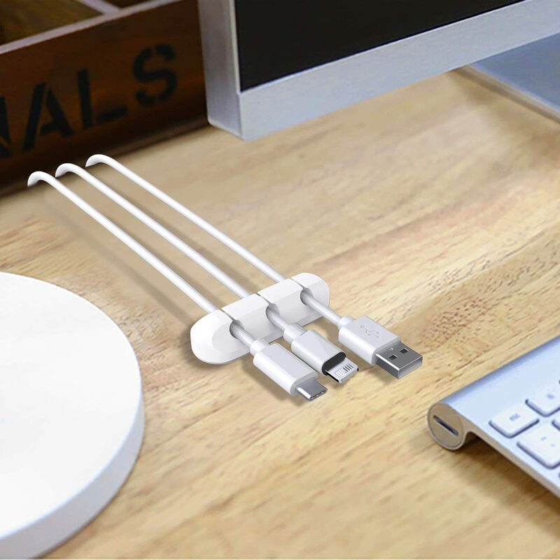 Silikonowe USB Organizer do kabli oplot na kable pulpitu schludny uchwyt na kabel z zaciskami zarządzania dla organizatora przewód słuchawek myszy