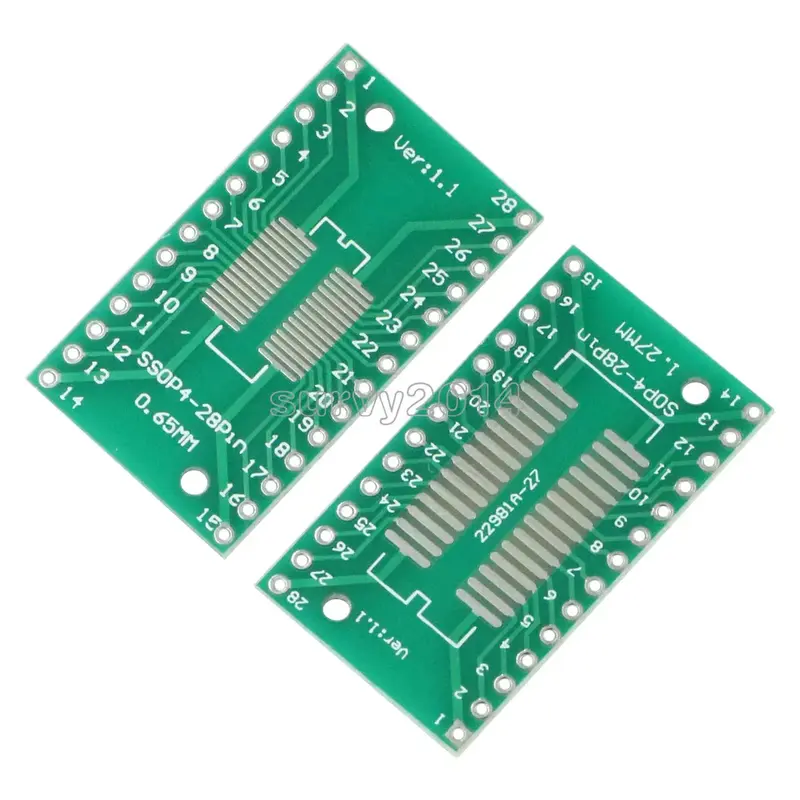 Adaptador convertidor de placa PCB, 5 piezas, SSOP28, SOP28, TSSOP28 a DIP28, 0,65 MM, 1,27 MM